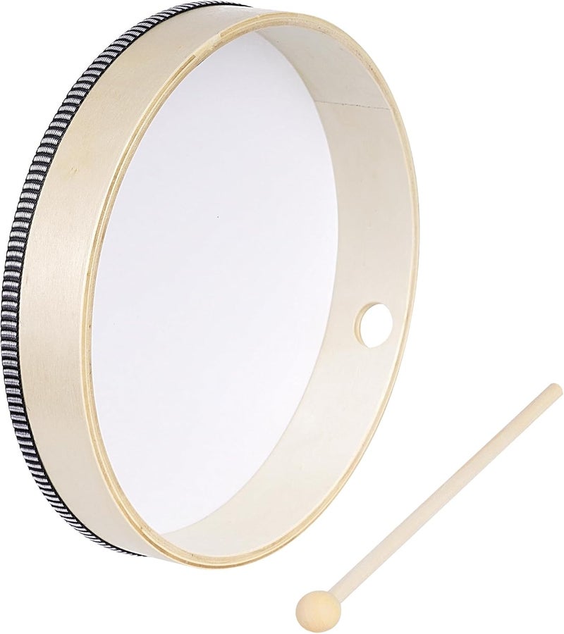 Nydotd 3pcs Hand Drum Percussion Wood Frame Drum with Drum Stick 12 Inch 10 Inch 8 Inch Percussion Instruments Preschool Musical Education Performance Pro (Wood Color, 12 Inch 10 Inch 8 Inch) - Image 5